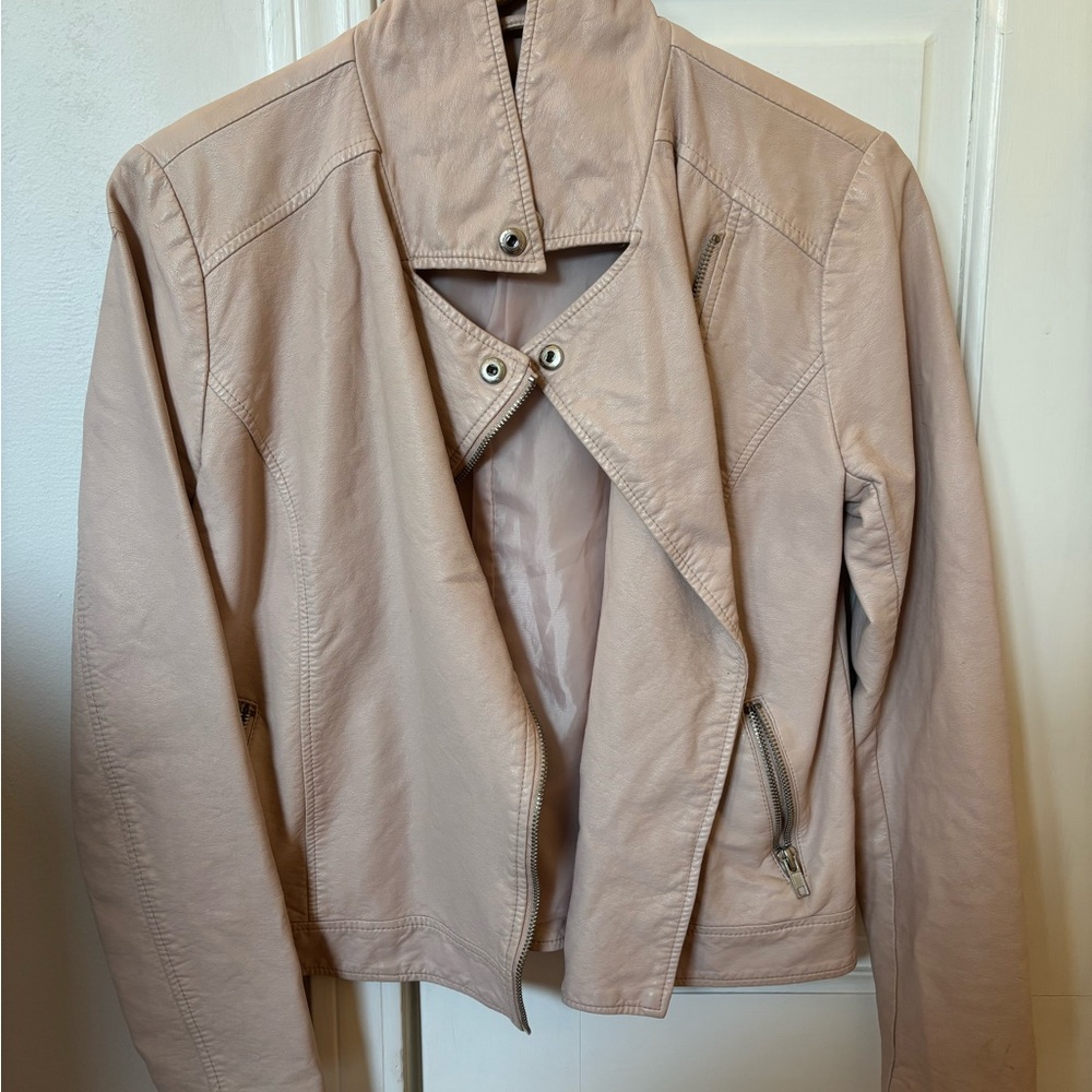 Women's Light Pink Pleather Jacket